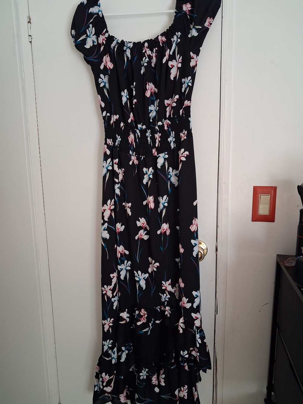 INC International Concepts Black Floral Off-Shoulder Maxi Dress